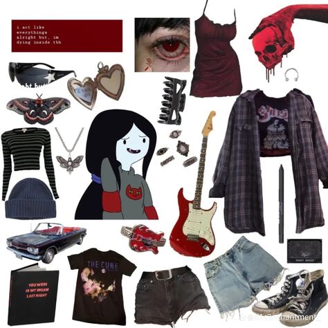 Marceline Inspired Outfits, Marceline Aesthetic, Marceline Outfits, Marceline Cosplay, Metalhead Fashion, Punk Style Outfits, Masc Outfits, Marceline The Vampire Queen, Dream Closets