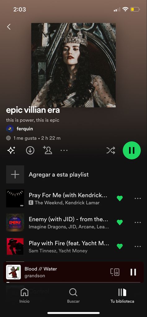 playlist spotify, villain, epic, aesthetic, heroes Villain Playlist, Villain Era, Blood In Water, Playlist Spotify, Amazing Songs, Music Aesthetic, Imagine Dragons, Song Playlist, Harry Potter Funny