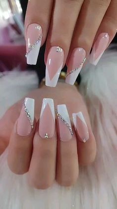 Nails Acrylics Ideas, Beige Nails With Design, Bridal Nails Wedding Acrylic, Brides Nails For Wedding, Bride Nails Wedding Elegant French, Pretty Elegant Nails, Bridal Nail Designs Brides, Nail For Bride, Nails For Wedding The Bride