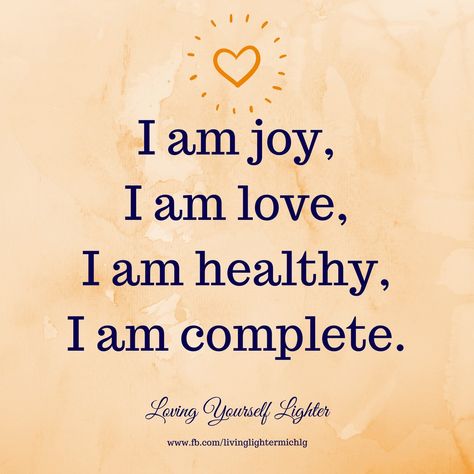 I am joy, I am love, I am healthy, I am complete. #affirmation Subconscious Programming, I Am Complete, Rs Quotes, Balance Quotes, I Am Healthy, Positive Affirmations For Success, Supreme Witch, I Am Loved, Joy Quotes