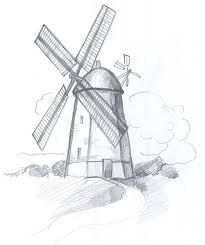 Windmill Drawing, Windmill Tattoo, Lighthouse Drawing, Pencils Drawings, Windmill Art, Drawings Tutorials, Pencil Drawing Tutorials, Magic Island, Mixed Media Art Canvas