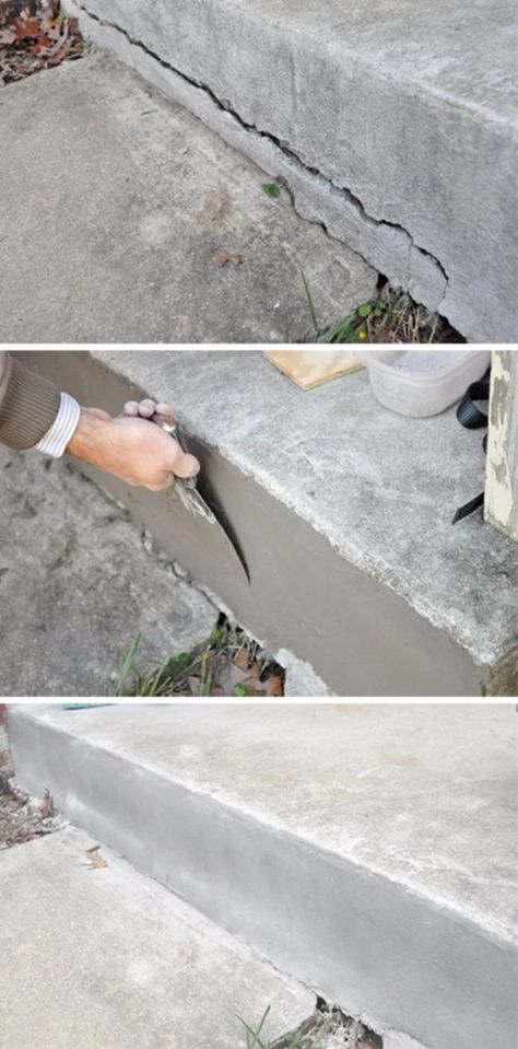 16 Useful Tips & Tricks To Help You Fix Things In Your Home Repair Cracked Concrete, Concrete Step, Cracked Concrete, Broken Concrete, Concrete Repair, Casa Hobbit, Electric Generator, Astuces Diy, Home Fix