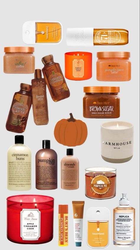 Fall Products Aesthetic, Fall Shower Products, Autumn Scents Perfume, Fall Body Care Routine, Vanilla Fall Aesthetic, Autumn Body Care, How To Smell Like Pumpkin, Autumn Skincare Aesthetic, Fall Body Wash