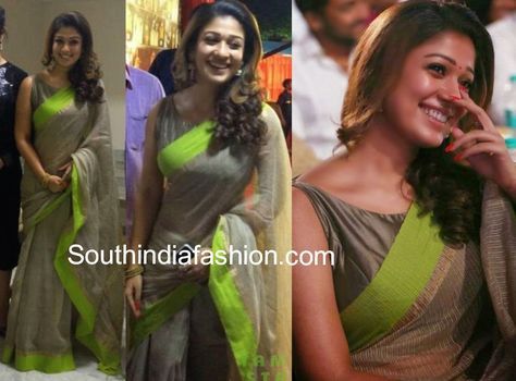 Nayanthara at Vijay TV Awards 2014 ~ Celebrity Sarees, Designer Sarees, Bridal Sarees, Latest Blouse Designs 2014 Low Boat Neck Blouse Designs, Boat Neck Sleeveless Blouse Designs, Nayanthara Saree, Sarees Bridal, Sleeveless Blouse Designs, Saree Jackets, Boat Neck Blouse Design, Boat Neck Blouse, Modern Saree