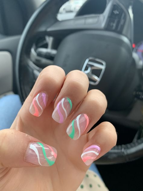 Swirly Nail Designs, Swirl Nail Designs, Swirly Nails, Nail Tip Designs, April Nails, November Nails, Cute Spring Nails, Color Swirl, Manicure Ideas