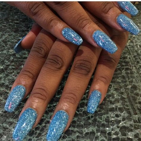 Blue Shimmer Nails Acrylic, Ice Blue Sparkle Nails, Glittery Light Blue Nails, Blue Sparkle Nails Acrylic, Frost Blue Nails, Sparkly Nails Blue, Baby Blue Sparkle Nails, Sparkly Light Blue Nails, Baby Blue Glitter Nails