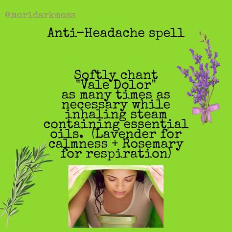 Headache Spell, Healing Spells For Others Health, Health Spell Jar, Health Spells, Magickal Tips, Witches Spells, Witchy Spells, Witch Aesthetics, Health Spell