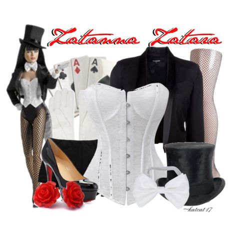 Zatanna Outfit, Zattana Dc, Zatanna Zatara, School College, Black White Red, Dc Universe, The Magicians, Dc Comics, Red Roses