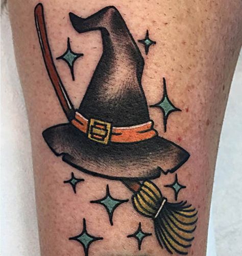 Miscellaneous Tattoos, Cute Halloween Tattoos, Monster Falls, Tattoo Old School, Witch Tattoo, Spooky Tattoos, Halloween Tattoo, Inked Magazine, Halloween Tattoos