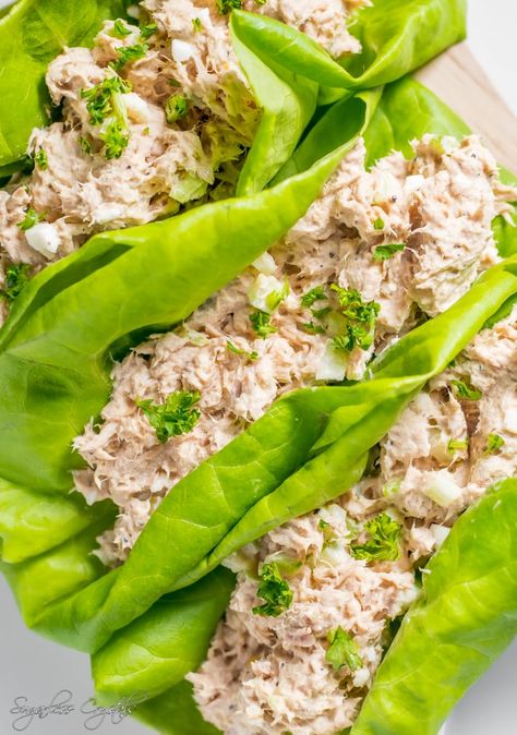 Tuna Wrapped In Lettuce, Tuna Fish Lettuce Wraps, Tuna Meals, Tuna Salad Lettuce Wraps, Sabbath Meals, Tuna Salad Lettuce, Vegetable Sandwiches, Low Carb Tuna Salad, Profile Recipes