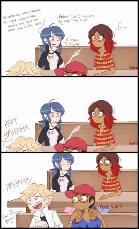 Miraculous Ladybug Marinette X Adrien, Mlb Marinette X Chat Noir, Alya Nino Adrien Marinette, Ladybug And Cat Noir Together, Marinette And Cat Noir Comic, Marinette X Chat Noir Comic, If Marinette Died, Spatziline Miraculous, Funny Ladybug And Cat Noir