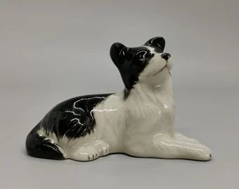 Collies Dog, Black Border Collie, Clay Dogs, Miniature Rabbits, Ceramic Turtle, Porcelain Dog, Porcelain Animal, Turtle Figurines, Ceramic Dog