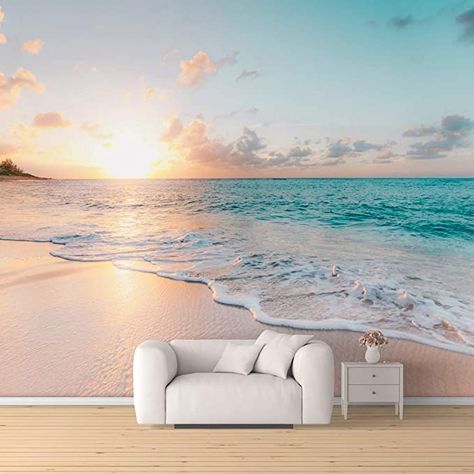 SIGNFORD Wall Mural Romantic Beach Removable Wallpaper Wall Sticker for Bedroom Living Room - 100x144 inches - - Amazon.com Beach Wall Murals, Coastal Wallpaper, Large Wall Murals, Floor Wallpaper, Romantic Beach, Wall Stickers Bedroom, Removable Wall Murals, Ocean Wallpaper, Beach Wallpaper