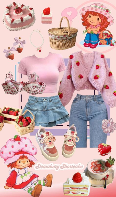 Strawberry Shortcake Halloween Costume, Cottagecore Strawberry, Strawberry Shortcake Outfits, Kawaii Coquette, Strawberry Shortcake Costume, Strawberry Outfit, Coquette Outfits, Strawberry Shortcakes, Pink Kawaii