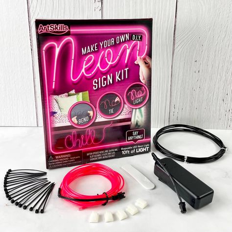 ArtSkills® Make Your Own DIY Neon Sign Kit | Michaels Neon Lights For Bedroom, Pink Neon Lights, Diy Neon Sign, Neon Lights Bedroom, Decor Inspiration Diy, Pink Neon Sign, Led Lighting Diy, Lights For Bedroom, Art Skills