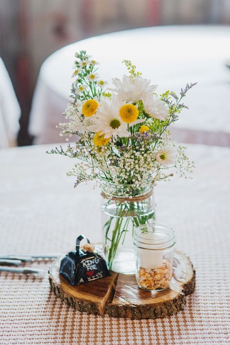 Centerpiece #barn #rustic #wedding #farming #cowbell Cow Wedding Centerpieces, Farm Wedding Centerpieces, Farm Centerpieces, Barn Rustic Wedding, Simple Table Centerpieces, Farmer Wedding, Mini Barn, Cowboy Baby Shower, Cowboy Baby