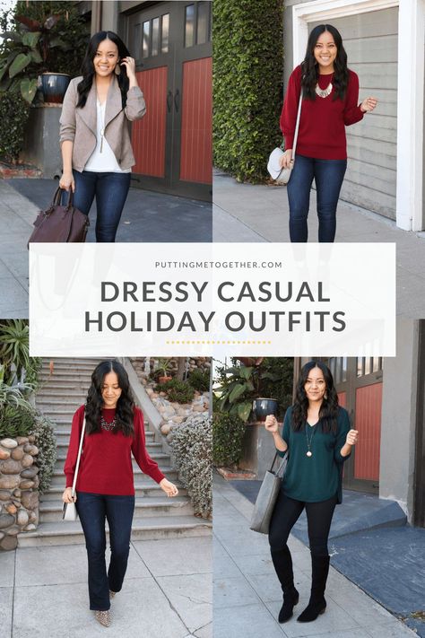 Style for over 35 Smart Casual Holiday Outfits, Casual Christmas Outfits 2023, Office Holiday Dinner Outfit, Casual Xmas Outfits, Casual Christmas Party Outfit 2023, Casual Holiday Outfits 2023, Casual Christmas Outfits For Women Jeans, Holiday Work Party Outfit Casual, Casual Work Christmas Party Outfit