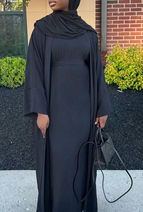 AVAIBLE now on AMAZON!!! super CHEAP 2 Piece Abaya Set, Black Muslim Women Fashion, Open Abaya Outfit, Black Muslim Women, Two Piece Abaya, 2 Piece Abaya, Halal Outfits, Hijabi Mode, Hijab Stile