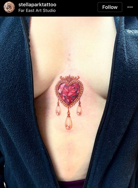 Red Ruby Tattoo, Gemstone Chest Tattoo, Ruby Tattoo Gem, Ruby Jewel Tattoo, Heart Gemstone Tattoo, Gemstone Heart Tattoo, Badass Sleeve Tattoos, Sailor Moon Heart Crystal Tattoo, Ruby Tattoo