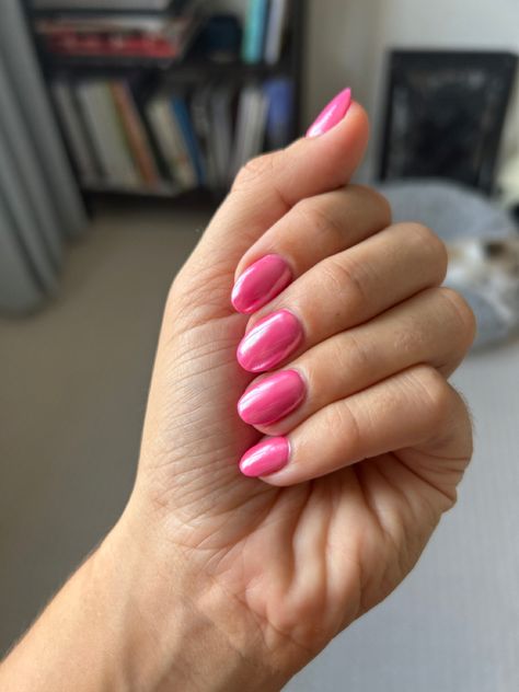 Pink Sparkly Chrome Nails, Hot Pink Glazed Nails, Hot Pink Chrome Nails Short, Chrome Hot Pink Nails, Short Pink Chrome Nails, Pink Chrome Gel Nails, Bright Pink Chrome Nails, Crom Nails, Hot Pink Chrome Nails