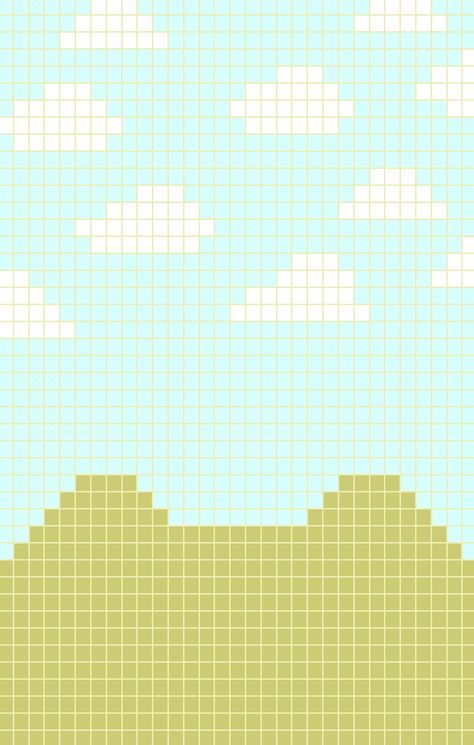 Cute pixel grid of a green frog in front of a blue sky with floating white clouds Crochet With Mahum, Crochet Pixel Grid Ideas, Pixel Grid Design Crochet, Pixel Grid Crochet Patterns, Cute Grid Pattern, Pixel Grid Ideas Crochet With Mahum, Pixel Grid Ideas, Crochet Grid Patterns Free, Pixel Grid Crochet