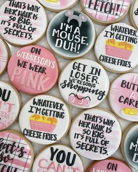 Mean Girls Party Favors, Mean Girls Cookies, Mean Girls Birthday Party Ideas, Mean Girls Party Food, Mean Girl Party Theme, Mean Girls Sweet 16, Mean Girls Birthday Party Theme, Mean Girls Bachelorette Party, Mean Girls Birthday Party