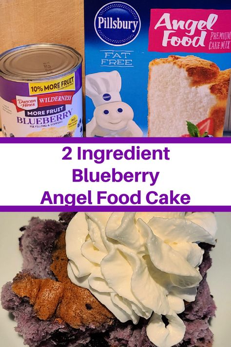 This 2 Ingredient Blueberry Angel Food Cake Recipe is so easy to make! This gooey dessert works out to low Weight Watchers points as well! 2 Ingredient Desserts are so easy to make! Pin to your Dessert Pinterest Board for later! Blueberry Angel Food Dump Cake, Angel Food Cake With Blueberries, Two Ingredient Angel Food Cake Recipes, Blueberry Angel Food Cake Recipes, 2 Ingredient Angel Food Cake, Ww Cake Recipes, Ww Angel Food Cake Recipes, Weight Watchers Angel Food Cake Recipes, Blueberry Angel Food Cake Dessert