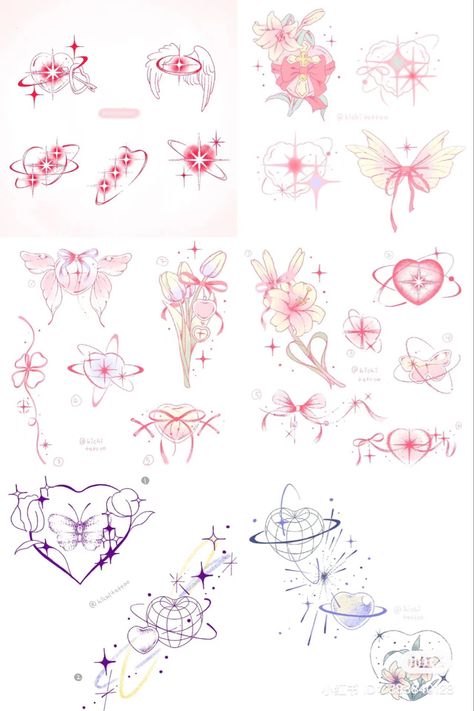 Ethereal Tattoo Designs, Hyper Feminine Tattoo, Pink Tattoo Ideas, Pink Flowers Tattoo, Colored Tattoos, Small Girly Tattoos, Pink Tattoo, Funky Tattoos, Small Pretty Tattoos