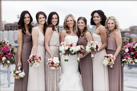 Throw in an Adrianna Papell dress for your MOH! | #BellaCharlotte #bellabridesmaids #charlotteweddings #mixandmatch #MOH Mauve Bridesmaid Dresses, Adrianna Papell Bridesmaid, Mauve Bridesmaid, Summer Bridesmaids, Wedding Lookbook, Summer Bridesmaid Dresses, Bridesmaid Dress Collection, Purple Bridesmaid, Purple Bridesmaid Dresses