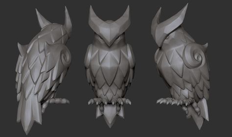 ArtStation - Owl Statue, Florian Streck Snake Character, Owl Totem, Owl Tutorial, Library Project, Owl Statue, Owl Mask, Owl Head, Wooden Owl, Greek Sculpture