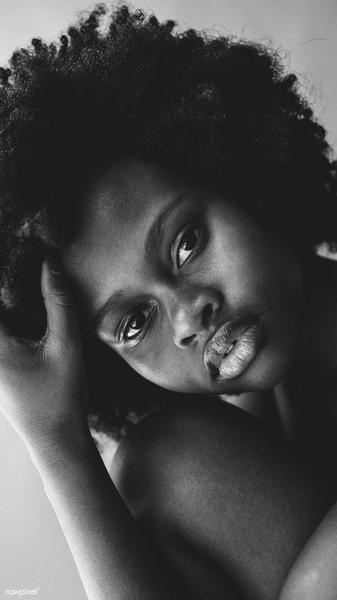 Beautiful black woman with afro hair social template | premium image by rawpixel.com / McKinsey Black Woman With Afro, Women Headshots, Woman With Afro, Woman Black And White, Black And White Portrait, Photographie Portrait Inspiration, 29th Birthday, Portrait Photography Women, Birthday Shoot