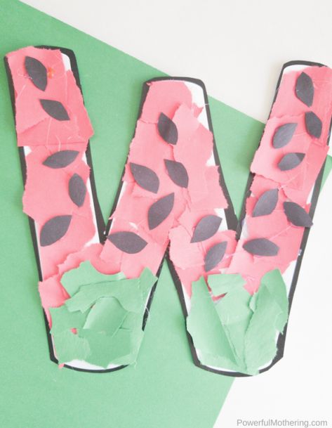 Letter W is for Watermelon Craft For Kids. Kids will love making this Watermelon Craft! W For Watermelon Craft, Letter W Craft For Preschoolers, W Letter Crafts For Preschool, Letter Art Preschool Alphabet Activities, Letter W Projects For Preschoolers, Preschool Learning Alphabet, W Letter Activities Preschool, W Is For Craft Preschool, W Is For Watermelon Craft Preschool