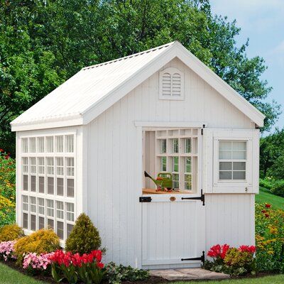 Little Cottage Company Colonial Gable 8 Ft. W x 12 Ft. D Hobby Greenhouse | Wayfair Backyard Storage Sheds, Shed Decor, Shed Signs, Little Cottages, Backyard Storage, Sheds For Sale, Diy Shed Plans, Storage Shed Plans, Shed Plan