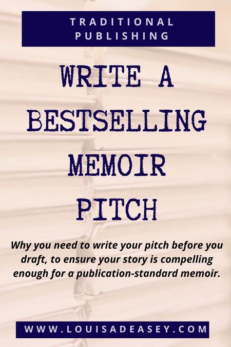 why you need to write a bestselling memoir pitch even if you haven’t started the drafting process yet and you’re not ready to pitch your memoir.AND – I have a new resource to help you succeed: 4 Steps to a Bestselling Memoir Pitch [these are my own memoir pitch writing shortcuts!]. Memoir Prompts, Memoir Ideas, Memoir Books, Author Platform, Memoir Writing, Writing Books, Writing Blog, Writers Notebook, Writer's Workshop