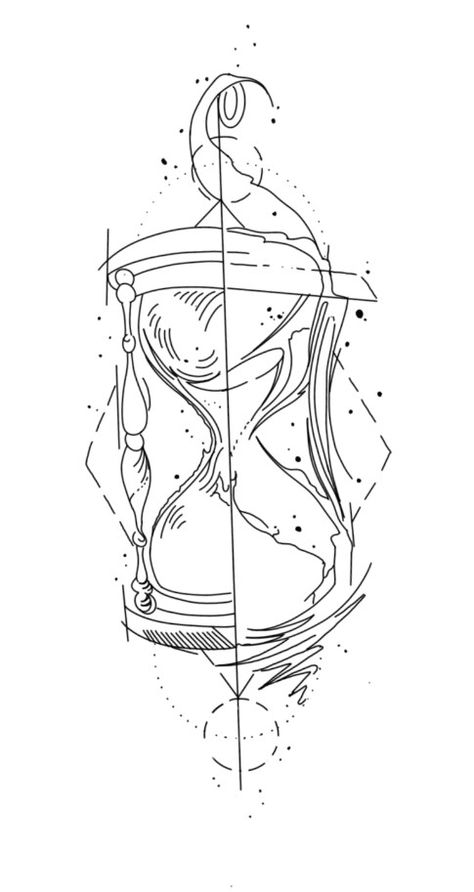 Hourglass Tattoo Stencil, Sleeve Outline, Tattoos Stencils, Lighthouse Drawing, Alchemy Tattoo, Sketchy Tattoo, Hourglass Tattoo, Hand Tattoos For Girls, Clock Tattoo Design