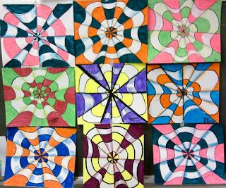 Op Art Lessons, Optical Illusion Art, April Art, 4th Grade Art, 5th Grade Art, Art Optical, Optical Illusions Art, Sharpie Art, Math Art