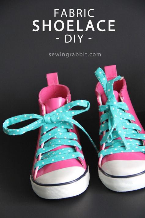 Fabric Shoelace DIY - The Sewing Rabbit Fabric Shoelaces, Sewing Rabbit, Homemade Items, Sewing Tutorials Free, Small Sewing Projects, Fabric Shoes, Sewing Class, Sewing Projects For Beginners, Tutorial Diy