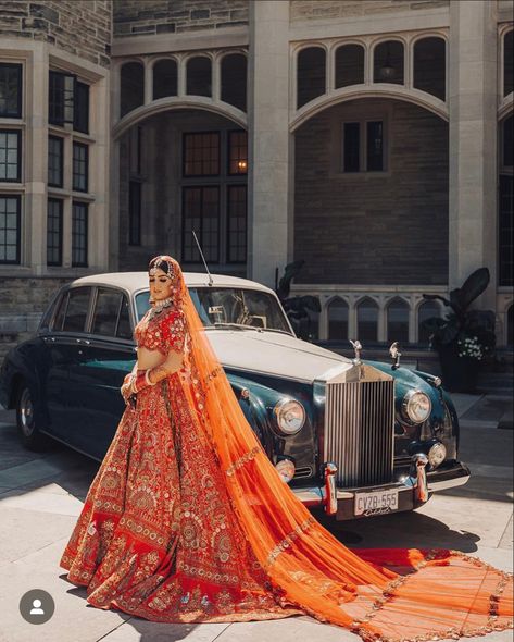 Orange Red Bridal Lengha, Orange Bridal Lehenga, Layer Dresses, Heavy Lehenga, Orange Lehenga, Aisle Decorations, Anand Karaj, Groom Photoshoot, Ethnic Dresses