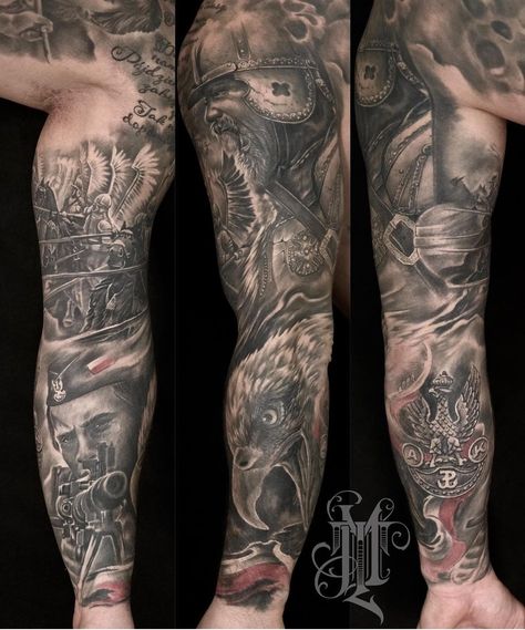 Polish Tattoos, Viking Tattoo Sleeve, Dark Tattoos, History Tattoos, Old Tattoos, Dark Tattoo, Viking Tattoos, Leg Sleeves, Tattoo Sleeve