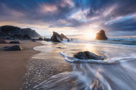 Adraga Sunset by Michael Breitung Rogue Wave, Beaches In The World, Magazine Photography, Landscape Photographers, Wonderful Places, Beautiful World, Amazing Photography, Travel Photos, Photo Inspiration