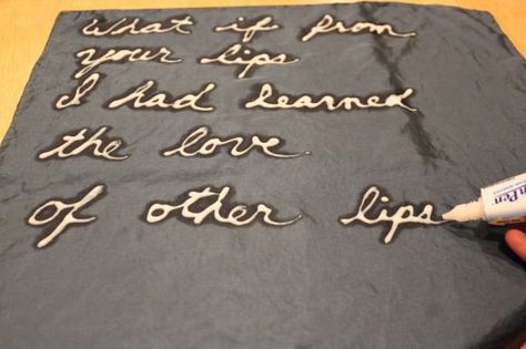 This is a line from a poem by one of my favorite poets, Sharon Olds. Bleach Pen Shirt, Bleach Pen Designs, Bleach Pen Diy, Bleaching Clothes, Bleach Pen, Upcycle Clothes Diy, Homemade Art, Tie Dye Diy, Bleach Art