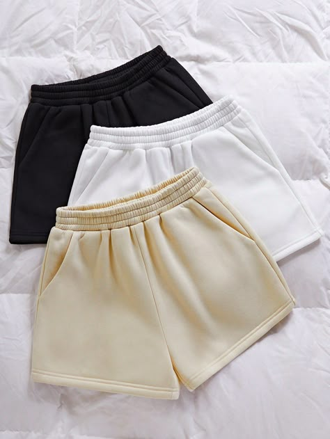 Albaricoque Casual Collar  Tela Liso Shorts deportivos Embellished Elástico Ligero Designer Shorts Women, Short Shein, Crop Top And Sweatpants, Smart Casual Women Outfits, Smart Casual Women, Short For Women, Sports Shorts Women, Women Shorts, Fashionista Clothes