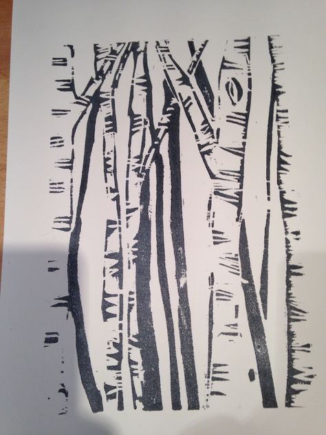 Tree Lino Print, Small Palm Trees, Linoleum Print, Lino Prints, Small Palms, Beech Tree, Lino Cut, Birch Trees, Space Print