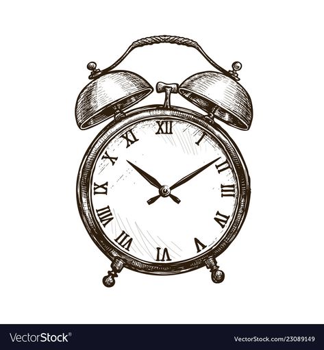 Clock Drawing Sketches, Alarm Clock Tattoo, Alarm Clock Drawing, Alarm Clock Illustration, Clock Reference, Clock Sketch, Clock Illustration, Clock Drawings, Time Concept