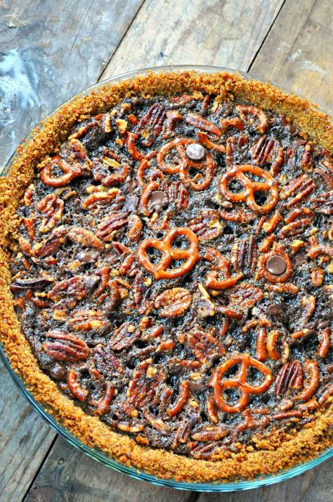 Vegan Dark Chocolate Pretzel Pecan Pie - Rabbit and Wolves Pecan Pie Vegan, Rabbit And Wolves, Vegan Pecan Pie, Vegan Pecan, Best Pecan Pie, Pretzel Crust, Chocolate Pecan Pie, Vegan Pie, Vegan Dark Chocolate