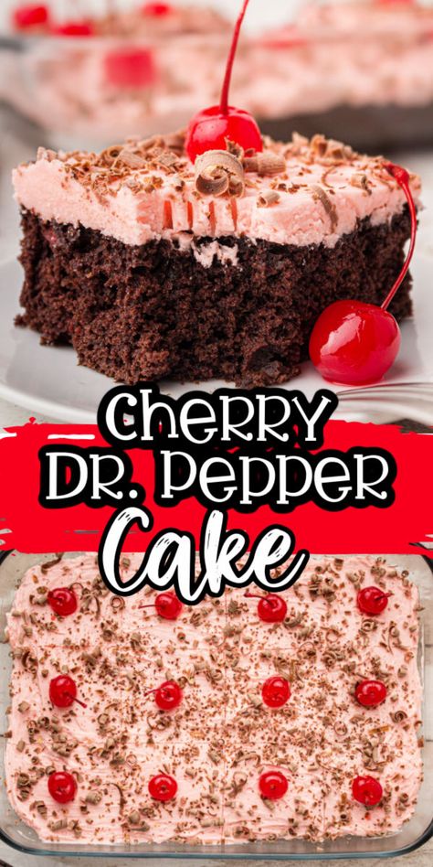 Cherry Dr Pepper Cake, Cherry Dr Pepper, Dr Pepper Cake, Crazy Cake Recipes, Cherry Frosting, Super Moist Chocolate Cake, Pumpkin Crunch Cake, Cherry Cake, Moist Chocolate Cake