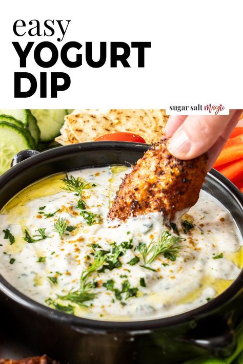 This creamy Greek yogurt dip is tangy and flavourful and perfect for dipping everything from crudites to chicken wings. It takes just 5-10 minutes to make and one bowl and it's ready for all your dipping needs. The other great thing about this yogurt dip, is it's so versatile; adjust the ingredients to what you have on hand or what you love, it's so easy. It's great used as a yogurt sauce for lamb kebabs too! Lamb Yogurt Sauce, Greek Yogurt Dip For Chicken, Yogurt Sauce For Lamb, Greek Yogurt Dipping Sauce, Greek Yogurt Dip, Yogurt Dipping Sauce, Asian Dipping Sauce, Greek Yogurt Sauce, Yoghurt Dip