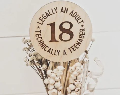 Funny 18 birthday party decoration, 18th birthday cake topper, birthday for him, birthday for her, birthday centerpiece, 18th birthday sign