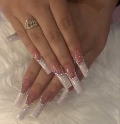 Classy Acrylic Nails, Long Acrylic Nails Coffin, Acrylic Nails Coffin Pink, Long Square Acrylic Nails, Bling Acrylic Nails, Acrylic Nails Coffin Short, Pink Nail, Pink Acrylic Nails, Crystal Nails