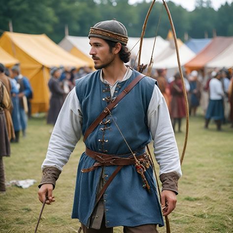 This Medieval Archer Cosplay Costume has an exact mix of historical accuracy and modern tailoring, thus suitable for men who want to take a step back into history with a dash of style. The classic blue tunic in vintage style will be the principal component of this outfit, which is made of high-quality fabric to ensure durability and comfort. It recreates an atmosphere of authenticity, right from the Renaissance period in history, due to the rich blue color and detailed stitching, while lightweig Ten Faire Outfit Men, Men Ren Faire Costume, Medieval Male Outfit, Male Ren Faire Costume, Renfaire Outfit Men, Medieval Fashion Men, Ren Faire Outfits Men, Mens Ren Faire Outfit, Medieval Outfits Men